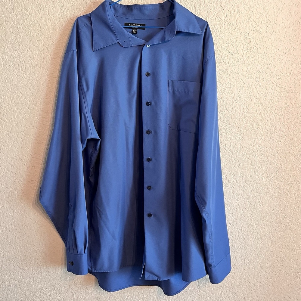 Men's Blue Murano Easy Care Collared Button Up Shirt. Size 2XL TALL